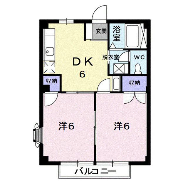 ニューシティどい(2DK/1階)の間取り写真