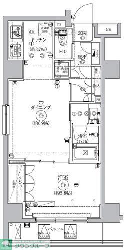セジョリ武蔵関(1LDK/5階)の間取り写真