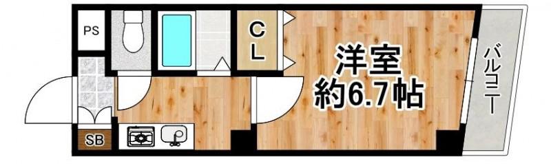 SEAパレス大長(1K/4階)の間取り写真