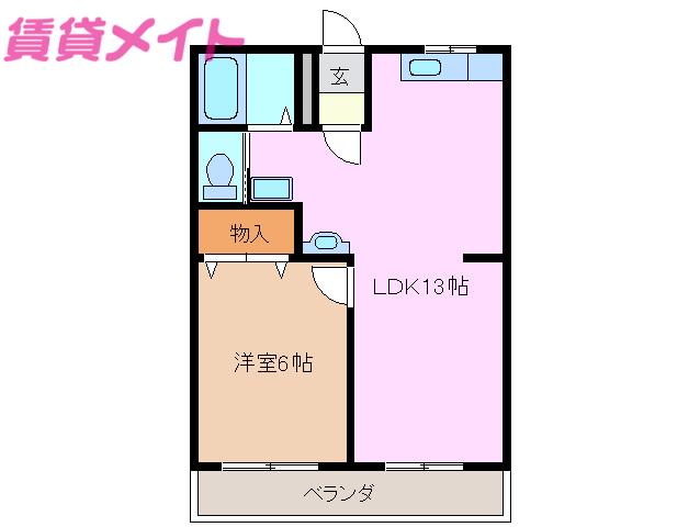メモリーあかつき(1LDK/3階)の間取り写真