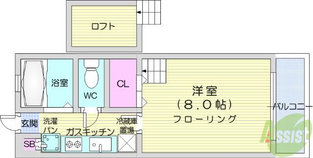 Kハウス弐番館(1K/2階)の間取り写真