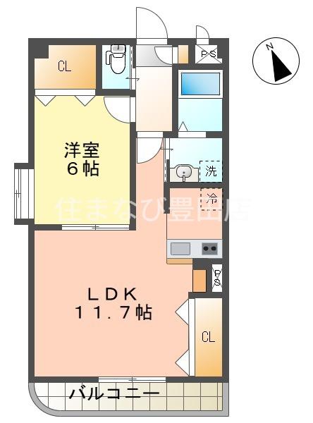 ビクトリア浄水(1LDK/3階)の間取り写真