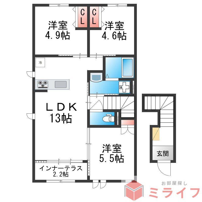 ティアレ(3LDK/2階)の間取り写真