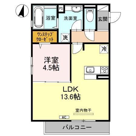 メゾン倉治(1LDK/3階)の間取り写真