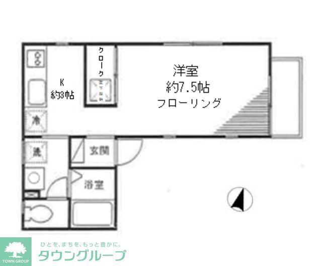 メゾンドボーテ(1K/1階)の間取り写真