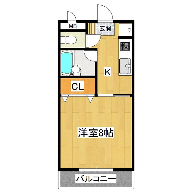 サンハイツつくばね(1K/2階)の間取り写真