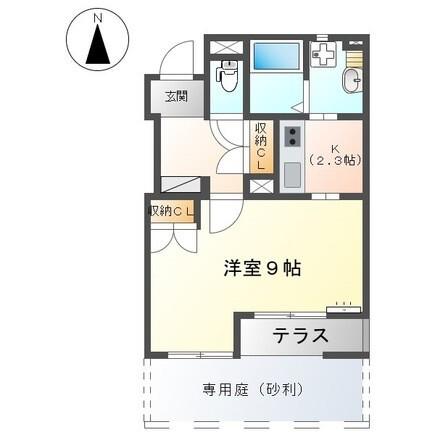シャトー・シャルマンII(1K/1階)の間取り写真