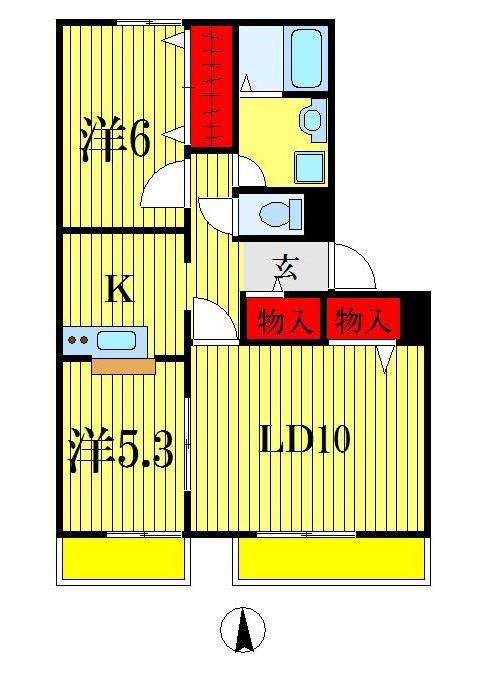 パセオ青葉の森3番館(2LDK/1階)の間取り写真