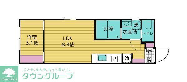 リシュブール池上(1LDK/4階)の間取り写真