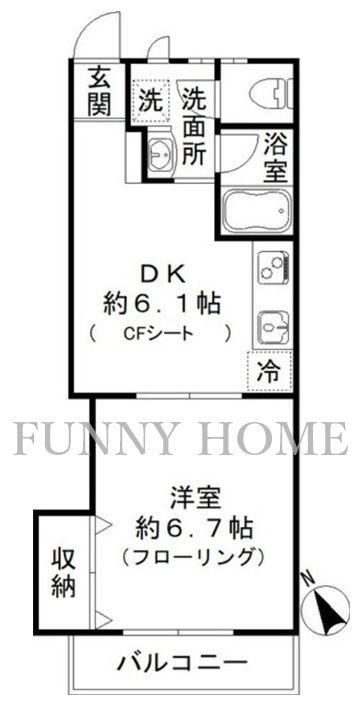 ベレーザ松陰(1DK/1階)の間取り写真