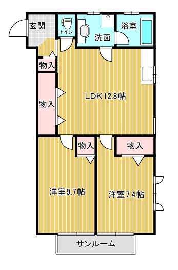 ラポー王子(2LDK/2階)の間取り写真