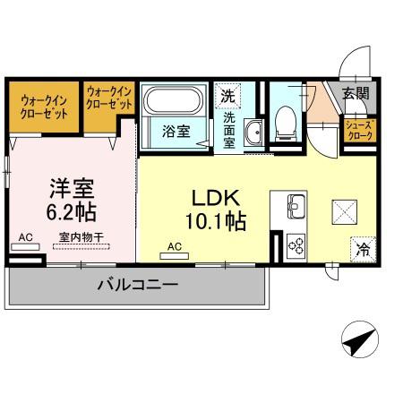 フィオーレ南二軒屋(1LDK/1階)の間取り写真