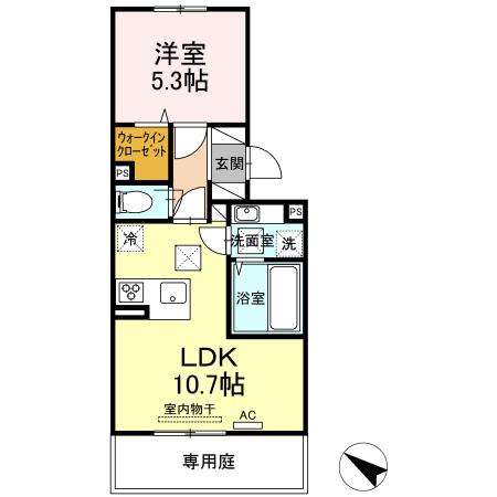 ルピナス(1LDK/1階)の間取り写真