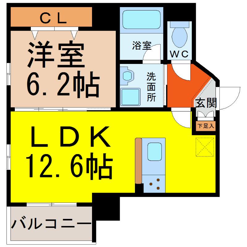 PERTE KANAYAMA(1LDK/8階)の間取り写真