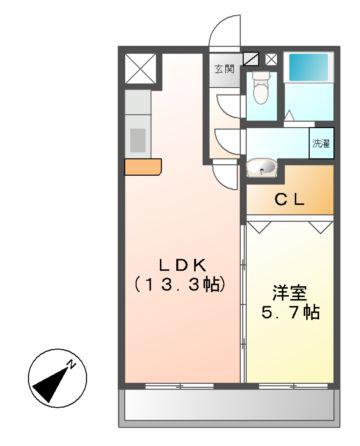 リバーサイド(1LDK/3階)の間取り写真