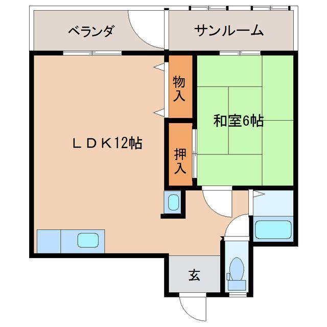 ラフォーレ新庄II(1LDK/3階)の間取り写真
