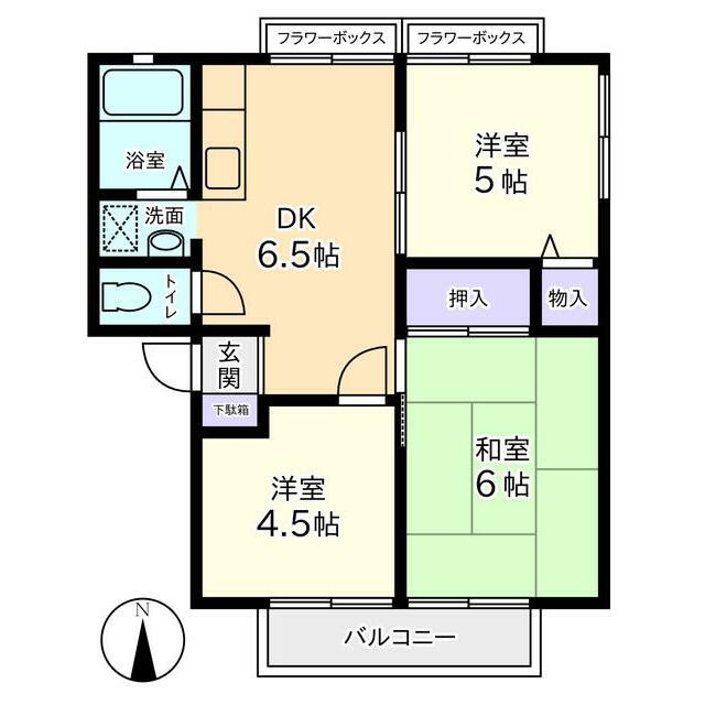 コット・ドゥ・レストC(3DK/1階)の間取り写真