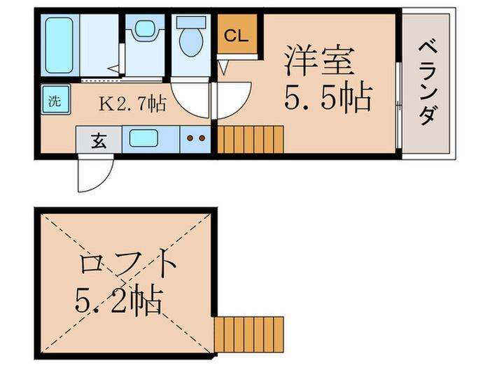 プレシャス五番館(1K/2階)の間取り写真