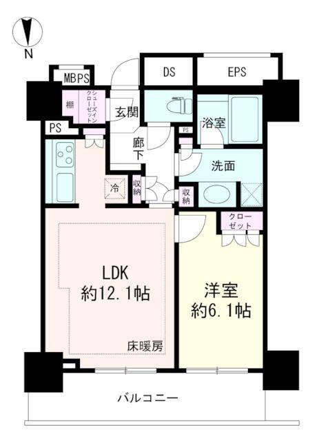 ライオンズ四谷タワーゲート(1LDK/11階)の間取り写真