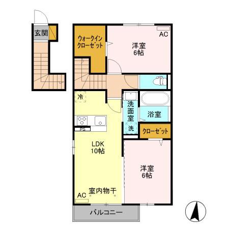 ＪＲ信越本線 北高崎駅 徒歩18分 2階建 築7年(2LDK/2階)の間取り写真