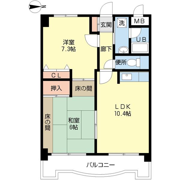 グローリエ(2LDK/3階)の間取り写真