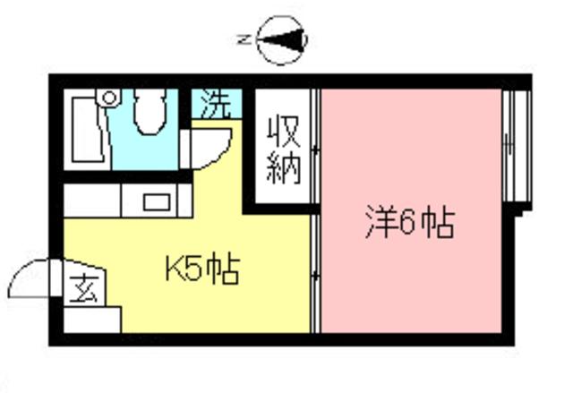 グリーンハイム(1K/2階)の間取り写真