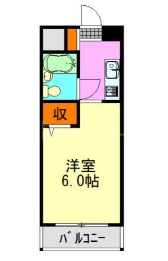 ロザール東千葉(1K/4階)の間取り写真