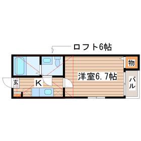 グレイスあおば(1K/1階)の間取り写真