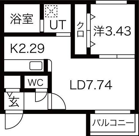 タルト南郷(1LDK/2階)の間取り写真
