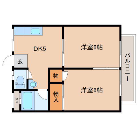 六条ハイツ(2DK/2階)の間取り写真