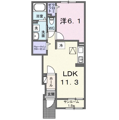イルミナーレ(1LDK/1階)の間取り写真