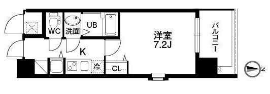 クラウンハイム北心斎橋フラワーコート(1K/6階)の間取り写真