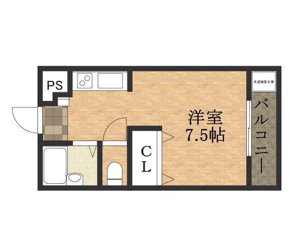 トレジャーハウスひまわり(1K/2階)の間取り写真