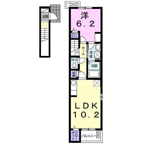 サンクセット(1LDK/2階)の間取り写真