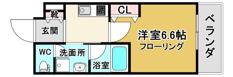 ウェルスクエア池田井口堂(1K/3階)の間取り写真