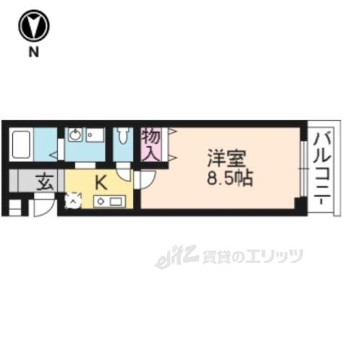 メイプルリーフ嵯峨野(1K/3階)の間取り写真