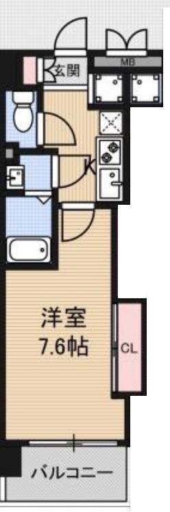 LUXE難波西III(1K/5階)の間取り写真