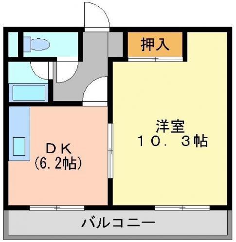プリエール井原(1DK/3階)の間取り写真
