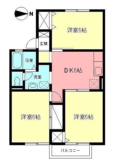 ビューバレーKIII(3DK/1階)の間取り写真