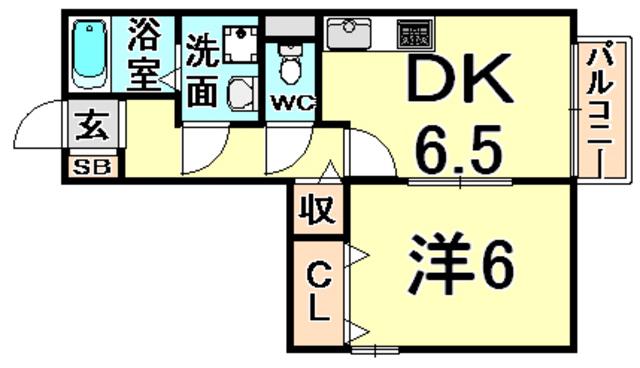 グレイス尼崎A棟(1DK/1階)の間取り写真
