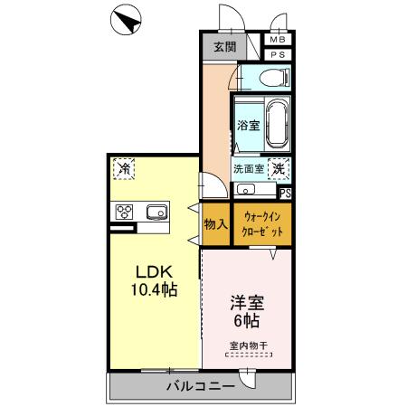 CRESCENTE経堂 壱番館(1LDK/2階)の間取り写真