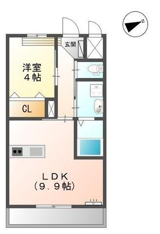 カーサブリランテ櫛原(1LDK/1階)の間取り写真