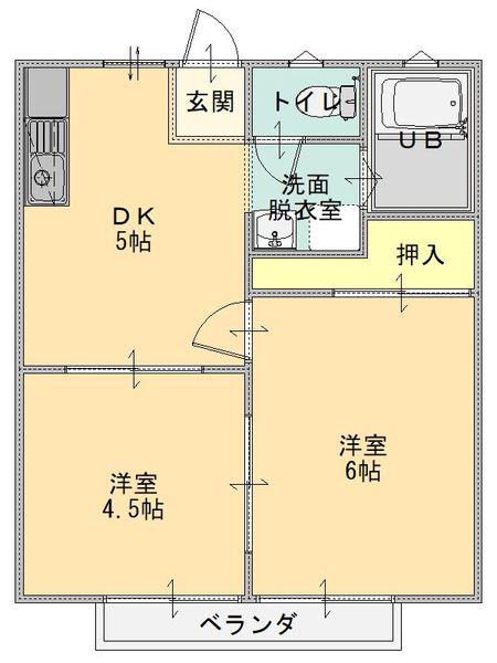 パナタウン ソレイユ(2DK/2階)の間取り写真