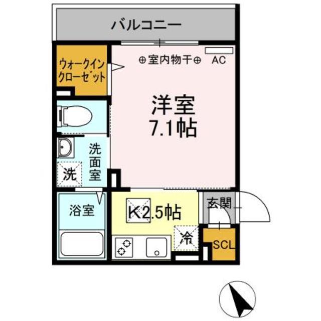 ヒラソル二俣川(1K/1階)の間取り写真