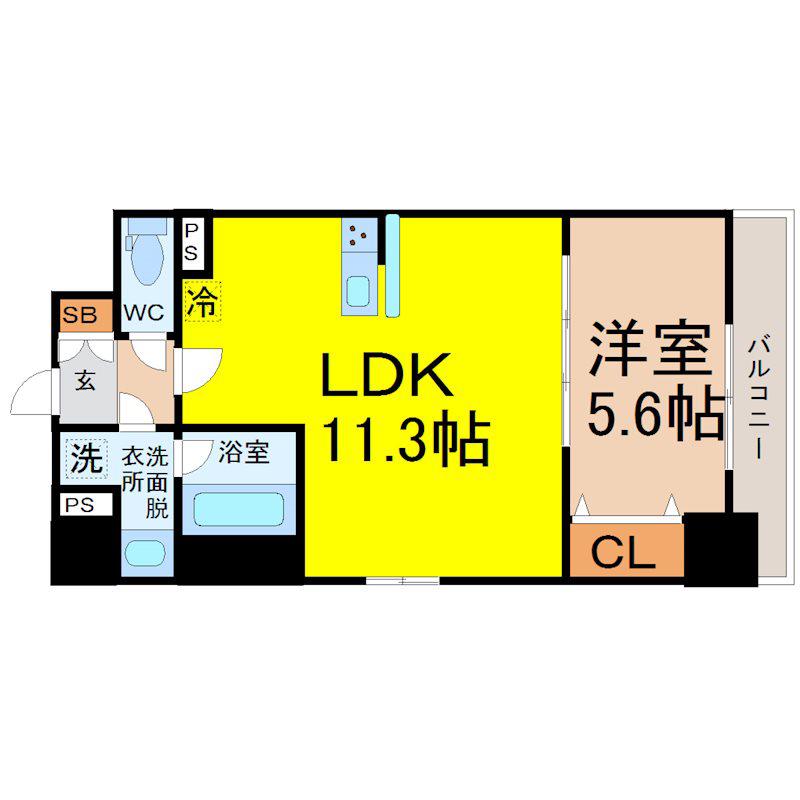 AURUM(1LDK/7階)の間取り写真