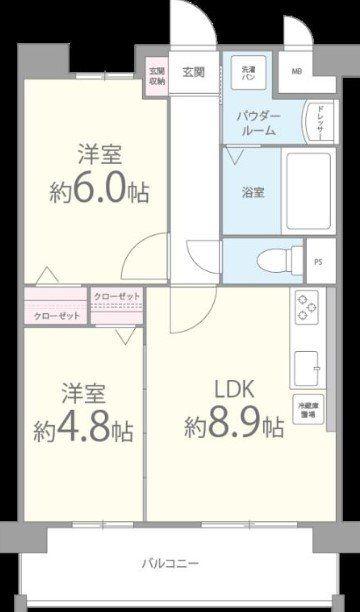 BLAHIGHTS(2DK/8階)の間取り写真