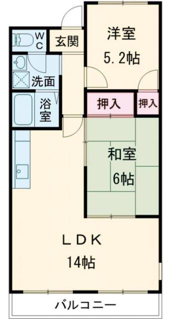 日吉壱番館(2LDK/2階)の間取り写真