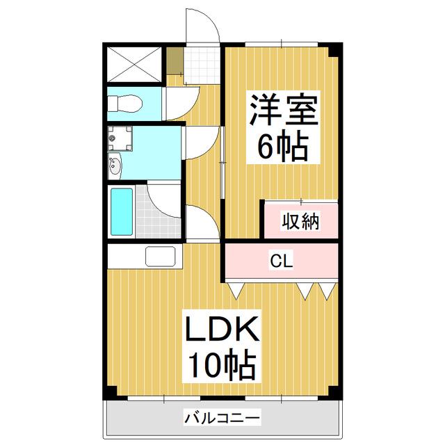 美沢コーポ(1LDK/2階)の間取り写真