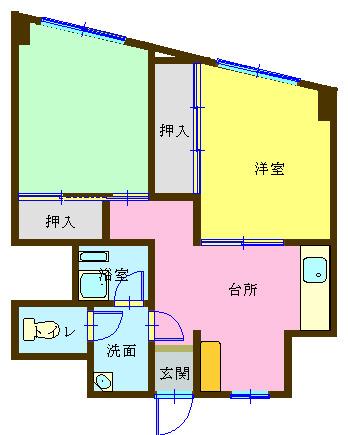 前田コーポラス(2DK/7階)の間取り写真