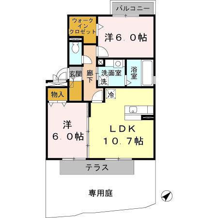 コーダ・コリーナ II(2LDK/1階)の間取り写真